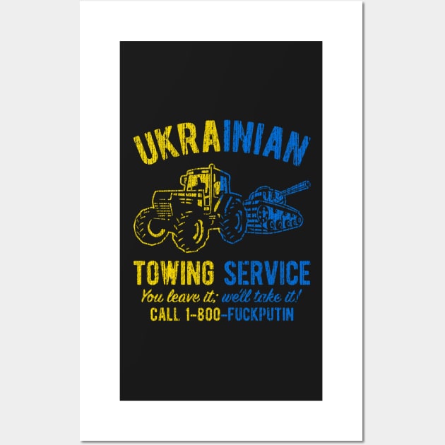 Ukrainian Towing Service Ukraine Vintage Flag Wall Art by saxsouth